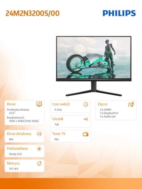 Philips 23.8" IPS 180Hz monitor HDMI és DP-vel