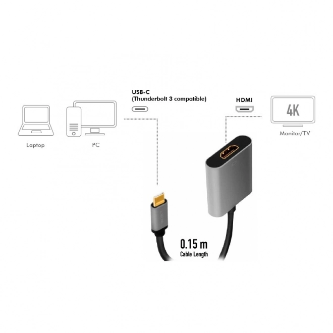 Usb-c hdmi adapter 4k 60hz alumínium 0.15 m