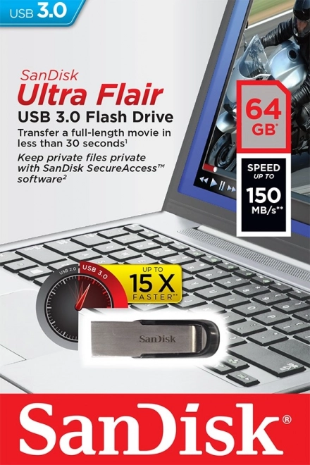 Ultra Flair USB 3.0 pendrive 64GB 150MB/s sebességgel