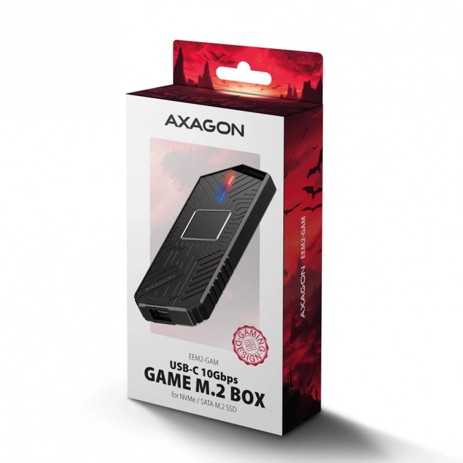 Gaming külső ház USB-C 3.2 Gen 2 M.2 NVMe/SATA SSD