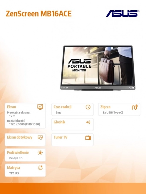 Hordozható ASUS monitor 15.6 hüvelyk