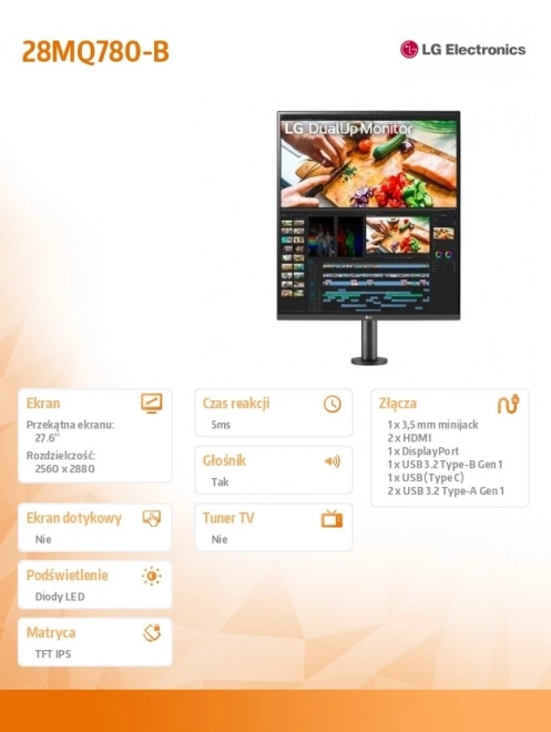 LG DualUp Ergo 28" Monitor USB-C