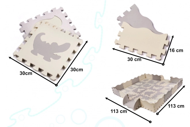 Puzzle piankowe mata edukacyjna szara ecru