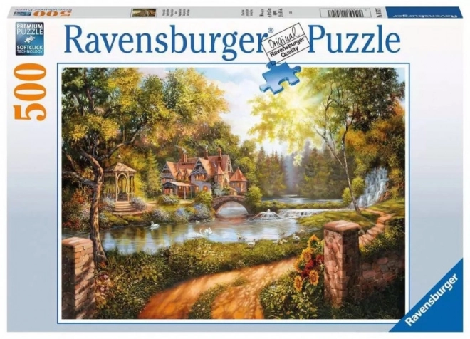 Ravensburger puzzle - Házikó a folyóparton 500 darabos