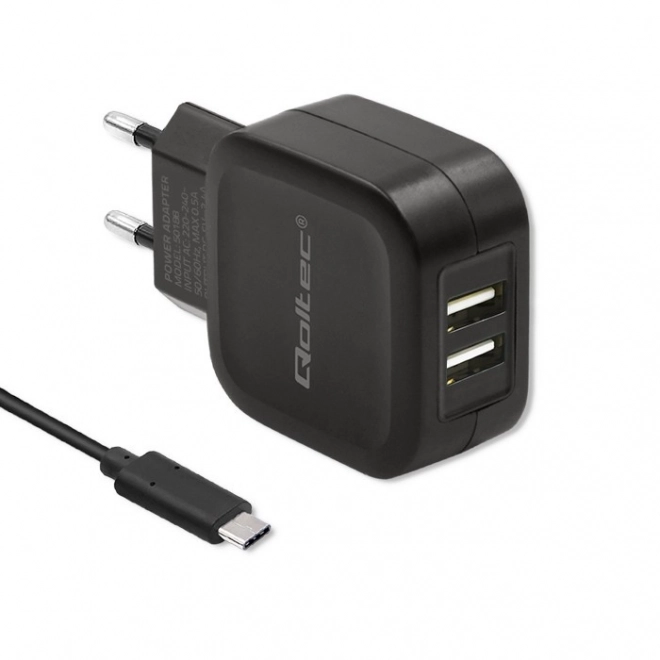 Hálózati töltő 17W 2xUSB csatlakozóval + USB-C kábel