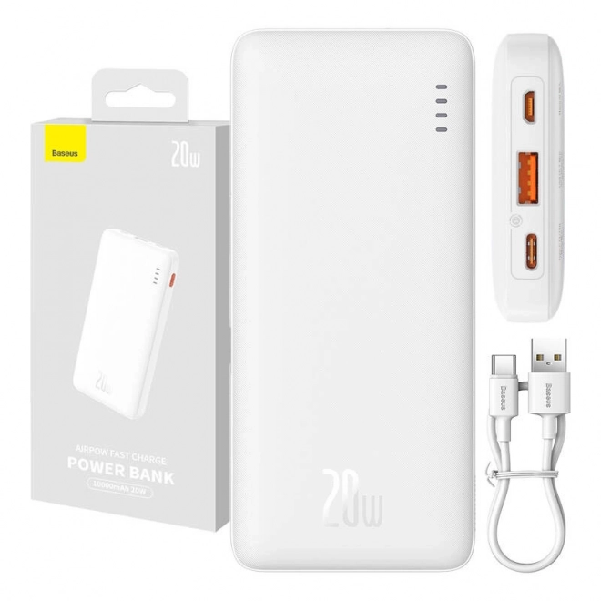 Baseus Airpow 10000mAh 20W teljesítményű fehér powerbank