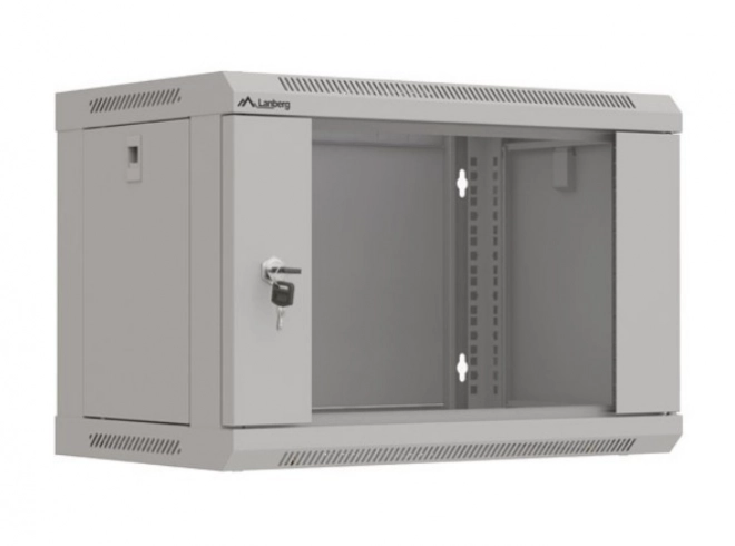 Lanberg 6U 540x350 szürke rack szekrény üvegajtós