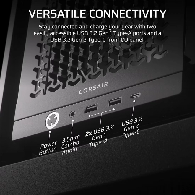 Fekete MIDI TOWER ház Corsair Frame 4000D RS