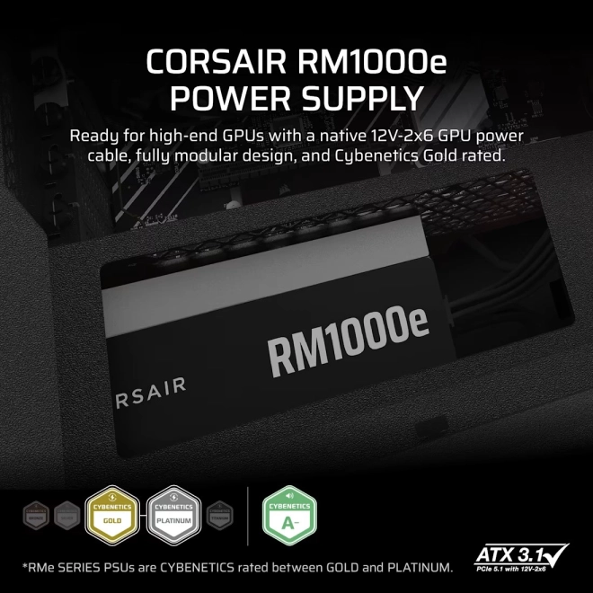 Csendes moduláris tápegység 1000W CORSAIR RM sorozat