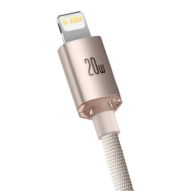 Baseus crystal shine usb-c kábel 20w, 2m (rózsaszín)