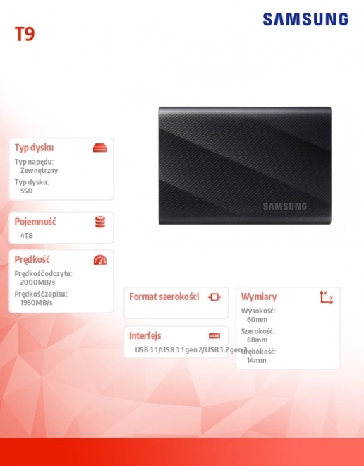 Külső SSD lemez Samsung T9 4TB USB3.2 GEN.2 fekete