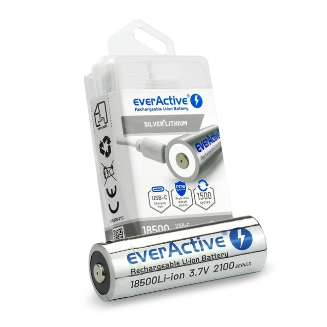 EverActive 18500 Li-ion 3,7V 2100 mAh USB-C újratölthető akkumulátor
