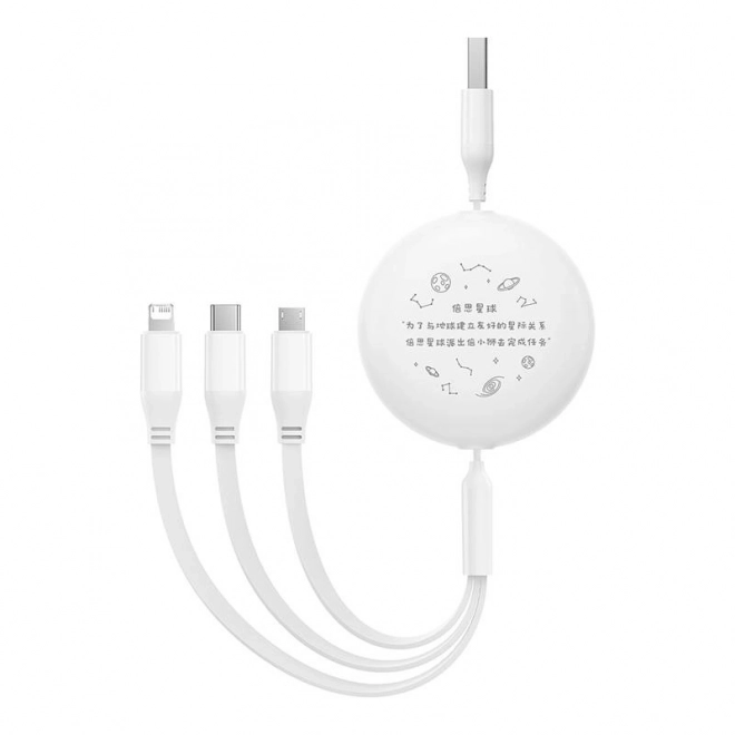 Baseus 3 az 1-ben töltőkábel USB, Micro USB, Lightning 1,1 m fehér