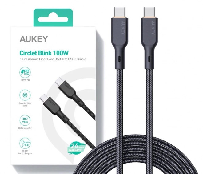 usb-c - usb-c kábel 100w 1,8m fekete