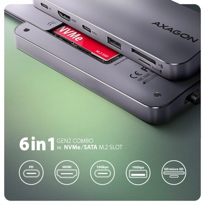 Axagon sokportos USB-C hub