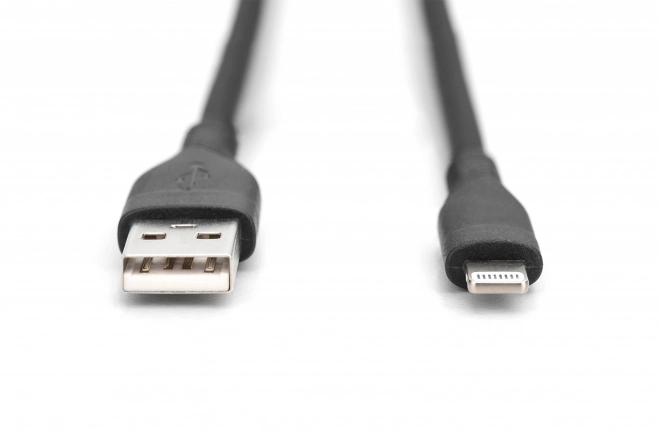 Sokkal tartósabb szilikon USB-A - Lightning töltőkábel, 1 m, fekete
