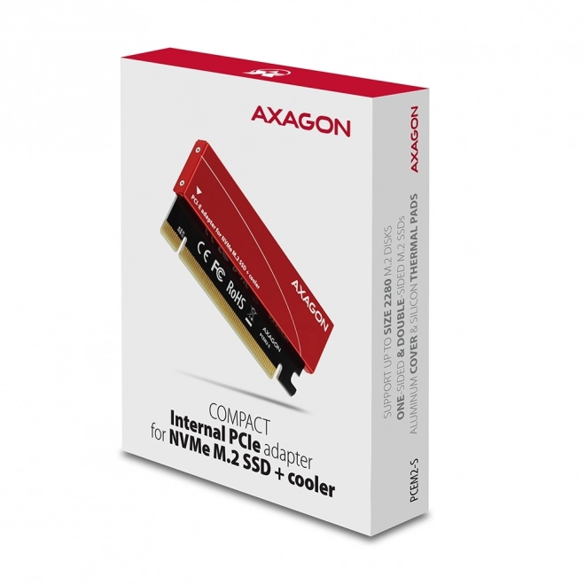 Axagon PCIe M.2 NVMe adapter alumínium hűtéssel