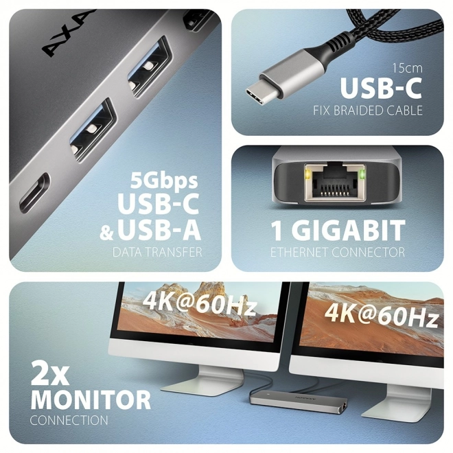 7 az 1-ben AXAGON USB-C többportos hub HDMI-vel és Power Delivery-vel
