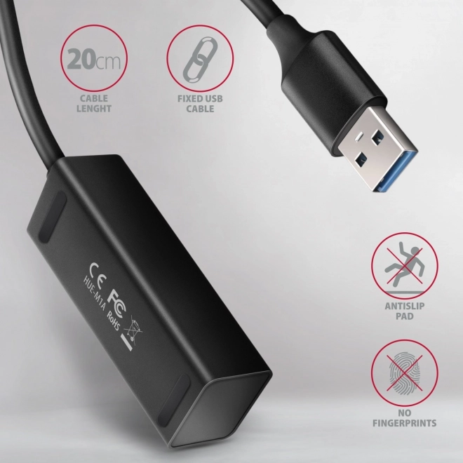 Axagon hordozható mini fém 4-portos USB hub