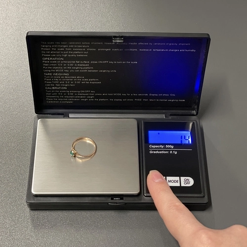 Zsebméretű digitális mérleg 0,1 g pontossággal és 500 g kapacitással
