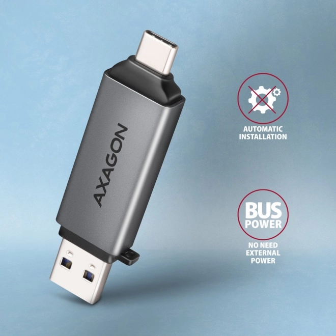 Külső USB3.2 Gen 1 kártyaolvasó USB-C és USB-A csatlakozóval