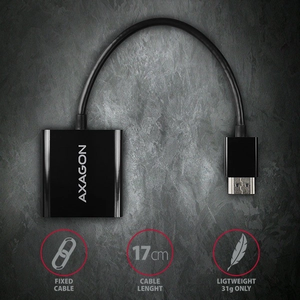 Aktív HDMI-VGA adapter aljzattal és mikro USB tápcsatlakozóval