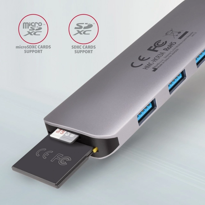 Axagon 5 az 1-ben többportos USB hub HDMI-vel és kártyaolvasóval