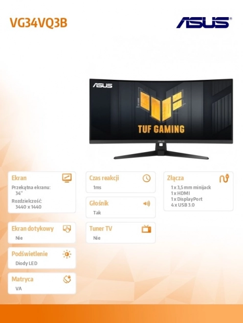 TUF 34 hüvelykes WQHD monitor 180Hz