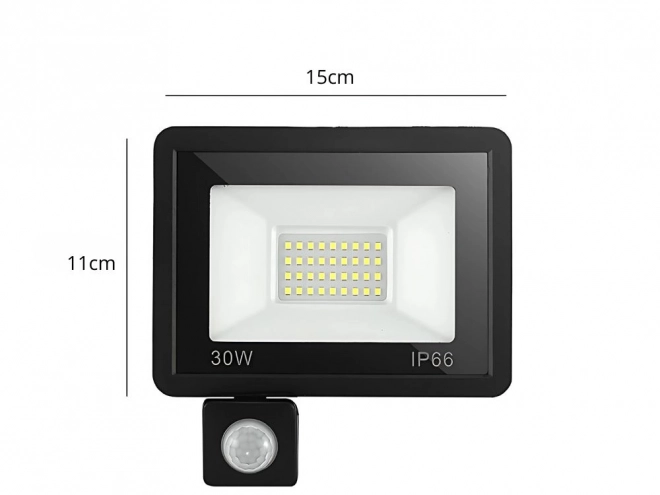 Kültéri LED Reflektor 30W Mozgás- és Alkonyatérzékelővel IP66