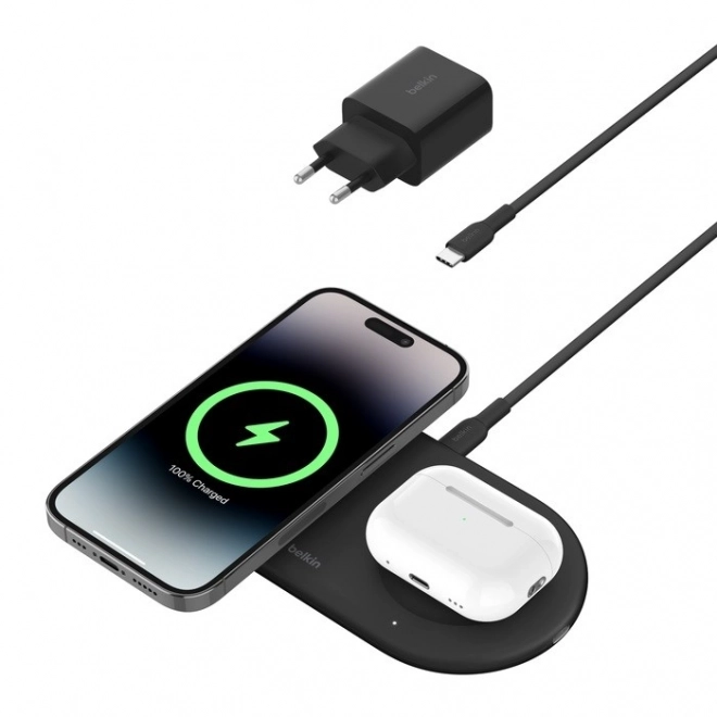 Fekete BoostCharge Pro Qi2 15W Kettős Töltő