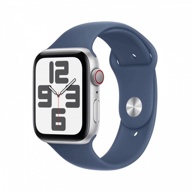 Alumínium Apple Watch SE GPS + Cellular 44 mm ezüst tok denim sportpánttal