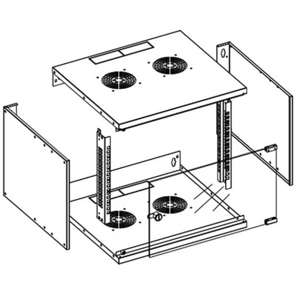 19 colos faliszekrény ECO 6U/450mm, összeállított, szürke