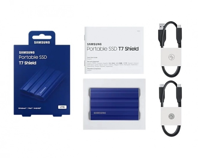 Samsung T7 Shield hordozható SSD, 2TB, kék