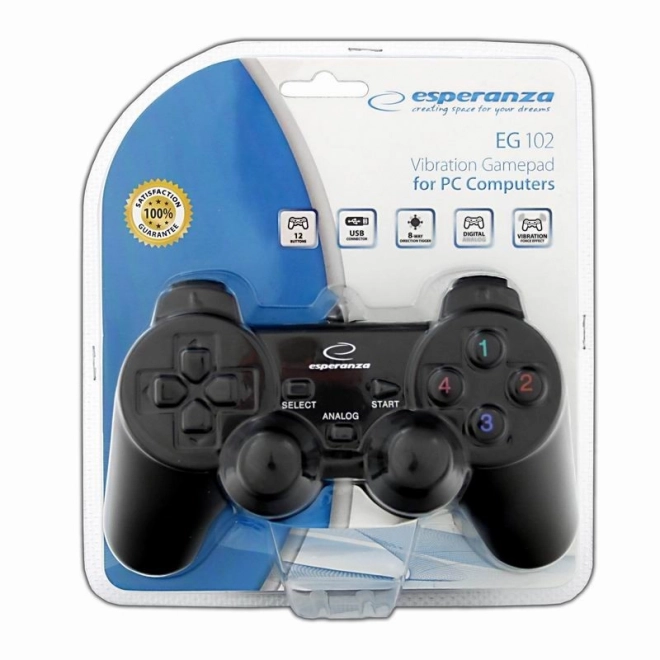 Drótos gamepad Esperanza fekete