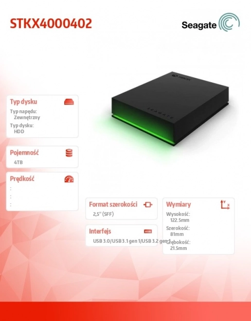Xbox meghajtó 4TB Seagate Game Drive