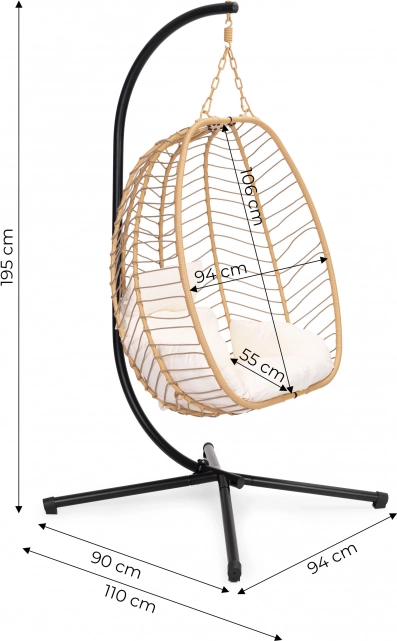 Függő tojás alakú szék Multigarden 120 kg-ig párnákkal