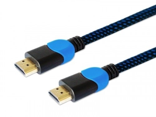 Nylon fonású kék-fekete HDMI 2.0 kábel 1,8m hosszú