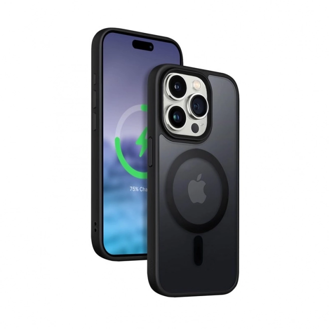 Hibrid Frost MagSafe tok fekete iPhone 15 Pro Max-hoz