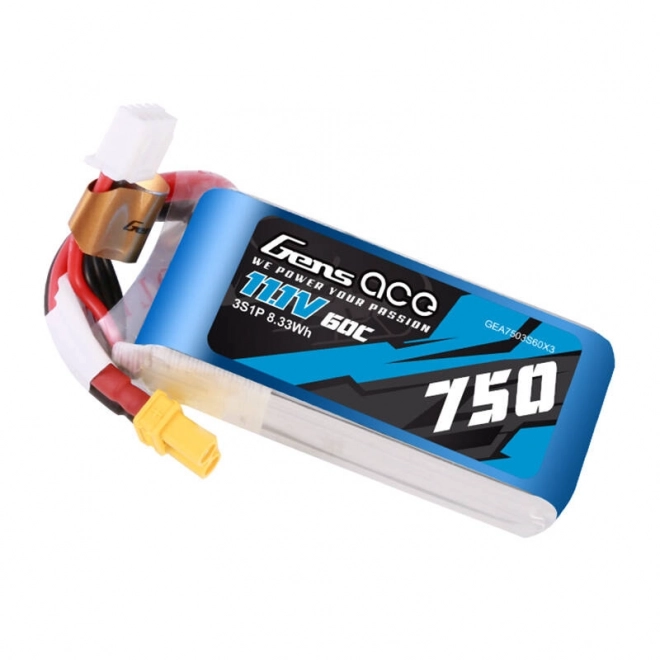 Gens Ace 750 mAh 11,1V 60C 3S1P lipo akkumulátor XT30 csatlakozóval