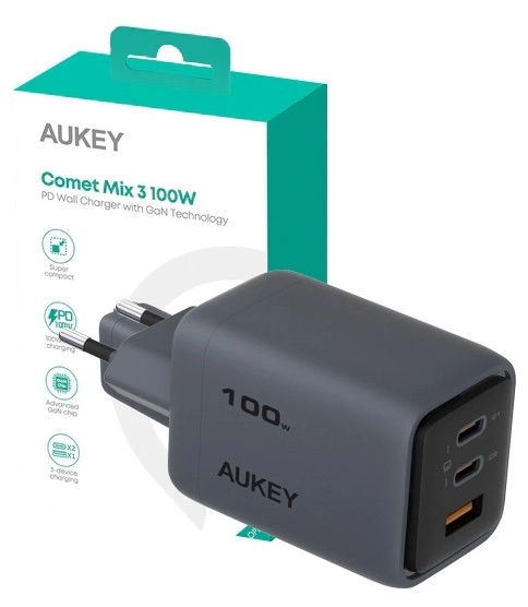 Aukey Gyors Töltő Comet Mix 3 három USB-vel 100W
