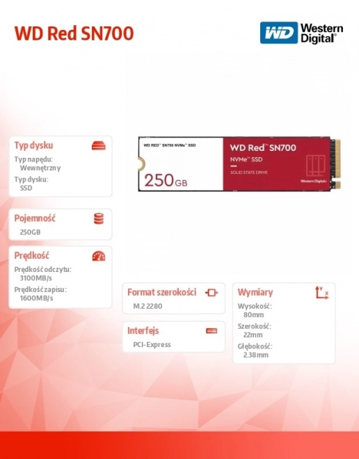 SSD lemez WD Red SN700 NVMe 250GB M.2