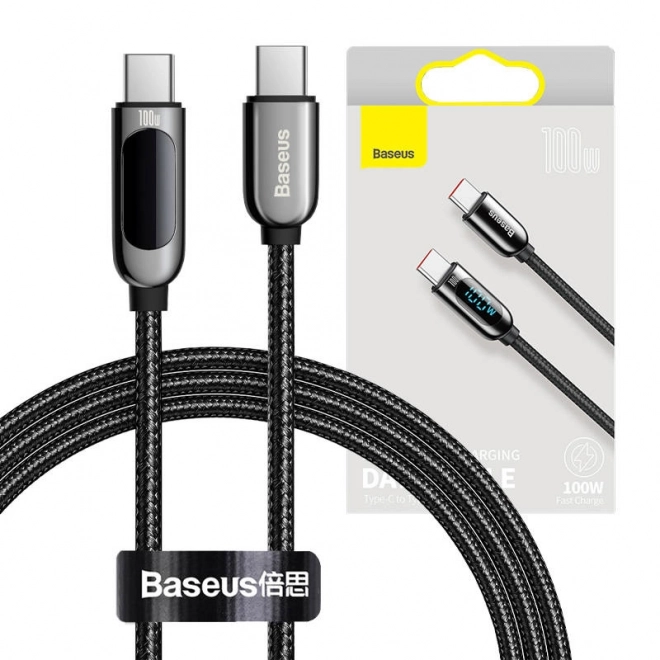 Baseus USB-C kábel kijelzővel 100W 1m fekete