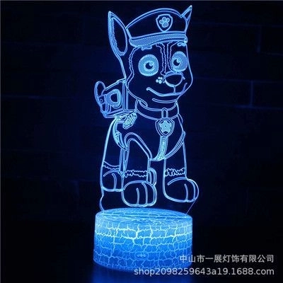 3d led éjszakai lámpa kutya hologram távirányítóval