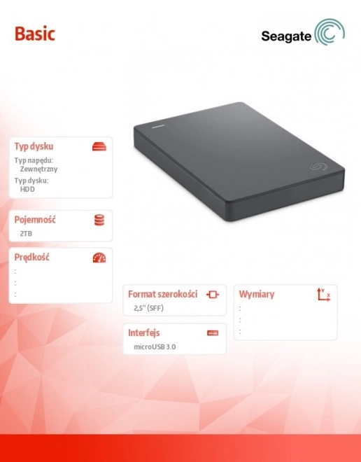 Seagate alap 2TB szürke külső merevlemez