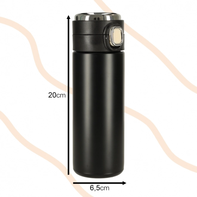 Termosz ivókupakkal és LED kijelzővel, 420 ml fekete