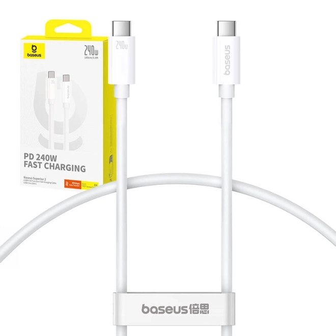 Hálózati töltő Baseus Superior 2 240W USB-C kábel fehér