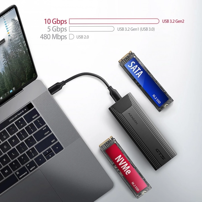 Alumínium külső SSD ház USB-C 3.2 NVMe & SATA támogatással