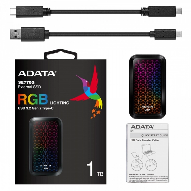 Adata SSD külső meghajtó 1TB RGB világítással