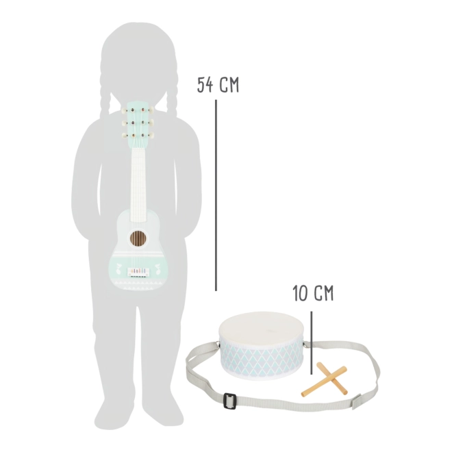 54 cm-es gitár és vállpántos dob