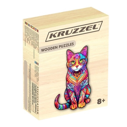 Színes fából készült macska kirakó